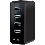 ISOUND ISOUND-2152 2.1-Amp 4-Port Rubberized USB Wall Charger Pro (Black) consumer electronics