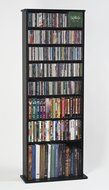 Leslie Dame CDV-500BLK High Capacity Oak Veneer Multimedia Storage Rack, Black