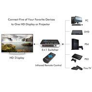 Goronya 4K x 2K Ultra HD 5 Ports HDMI Switch with IR Wireless Remote and Power Adapter N3