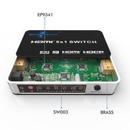 Goronya 4K x 2K Ultra HD 5 Ports HDMI Switch with IR Wireless Remote and Power Adapter N4