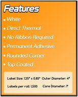 1 Inch Core - 1.25 x 0.85 Zebra Compatible Direct Thermal Labels 10 Rolls for Zebra Desktop Printer GC420d GC420t...