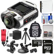 Ricoh WG-M2 Wi-Fi 4K Ultra HD Video Action Camera Camcorder (Silver) with Bike &amp; Suction Cup Mounts + 32GB + Battery...