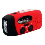 Foxnovo Portable Emergency Solar Powered AMFM Radio 3-LEDs Flashlight Cellphone Charger (Red 1) N2