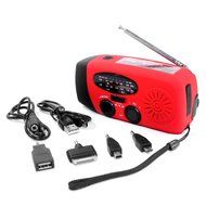 Foxnovo Portable Emergency Solar Powered AMFM Radio 3-LEDs Flashlight Cellphone Charger (Red 1) N3