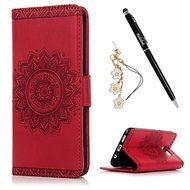 S7 Edge Case,Samsung Galaxy S7 Edge Case - Badalink 3D Embossed Flower Wallet Magnetic Flip Cover PU Leather Kickstand... N6