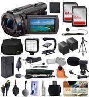 Sony FDR-AX33 4K Ultra HD Handycam Camcorder Video Camera + 128GB Boardcasting Filmmaker's Package with LED Night...