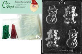 Cybrtrayd MdK50C-C428 Snowman, Santa Christmas Chocolate Mold with Chocolate Packaging Kit and Molding Instructions...