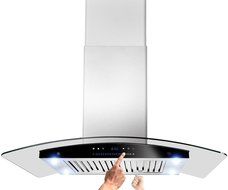 AKDY New 30" European Style Island Mount Stainless Steel Range Hood Vent Swiping Sensor Control W/Both Side Accessible... N2