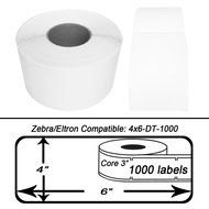 4x6 (4" x 6") Direct Thermal Zebra Eltron Labels 3" Core (8 Rolls/1000 Labels Per roll) N2