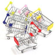 Mini Shopping Cart Desk Organizer Supermarket Phone Pen Toy Holder N4