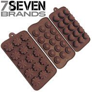 78Seven Silicone Molds 3 SET of Candy, Chocolate, Jello Silicone Molds.Flowers, Hearts, Smiley Face. Use as Ice... N7