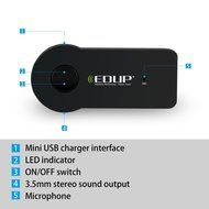 EDUP Bluetooth Receiver Wireless 3.0 Audio Receiver Adapter Handsfree with Built-in Mic for Home Car Stereo System N2