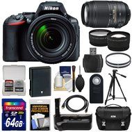 Nikon D5500 Wi-Fi Digital SLR Camera &amp; 18-140mm VR AF-S (Black) &amp; 55-300mm VR Lens + 64GB Card + Battery + Grip... N3