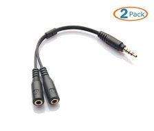 HTTX 3.5mm Male to Female Headset Splitter Adapter for Headphones With Two separate Headphone / Microphone plugs...