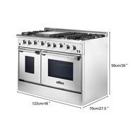 Anself THOR KITCHEN HRG4808U 48-inch Stainless Steel Gas Fuel Range Double Oven Cooker, 6 Burner, N4