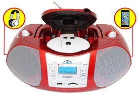 Boytone BT-6R CD Boombox Red Metallic color Edition Portable Music System with CD Player &amp; USB/SD/MMC Slot, Digital... N6