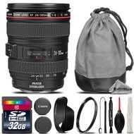 Canon EF 24-105mm f/4L IS USM Lens + 32GB Class 10 High-Speed Memory Card + UV Filter + Lens Cap Holder + Cleaning... N5