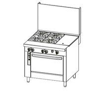 Southbend P36D-BBG Platinum Heavy Duty Range Gas 36&quot; (4) Open Burners (1) 12&quot; Gr