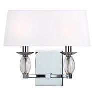 Hudson Valley Lighting Cameron 2-Light Wall Sconce - Polished Chrome Finish with White Faux Silk Shade by Hudson...