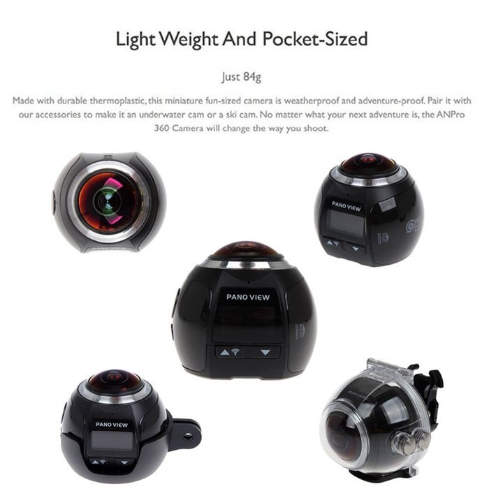 Blueskysea 4K 360&deg; Wifi Mini Camera Panoramic Camera 24482448 16M Ultra HD 3D Sport Action Driving VR Camera (... N9