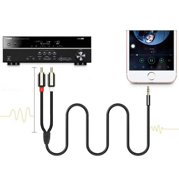 Gold-Plated 3.5mm Male to 2-Male RCA [Left / Right] Stereo Audio Y Cable, Dual Shielded 1-2rca Audio Auxiliary... N2