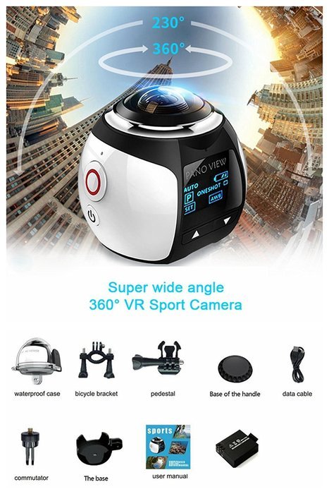 SEREE S1 Action Camera Camcorder 4K 360 Degrees Wifi Mini Ultra HD Panorama Sport Driving VR Camera Waterproof... N10