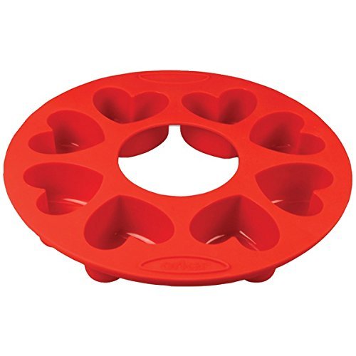 New ORKA OD140201 8-Mold Silicone Heart Pan, Set of 2 (Red)
