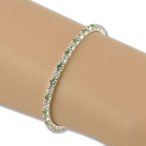women Tennis Silver Rhinestone Crystal Wedding Bridal Bangle Stretch Bracelet N3