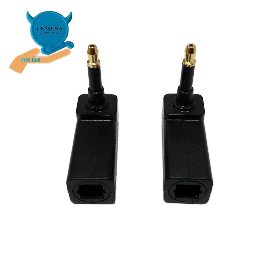 Lemeng 2-Pack Digital Fiber Optic Toslink Right Angle 90 Degree Female to 3.5 mm Mini Male Optical Audio Connector... N2