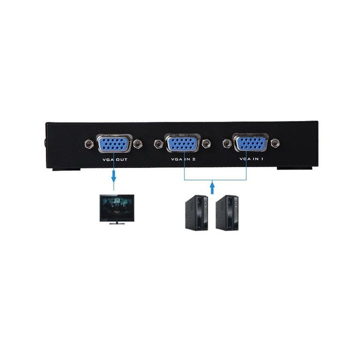 E-SDS 2-Port VGA Switch 2 In 1 Out Support Widescreen for Monitor Sharing Switching