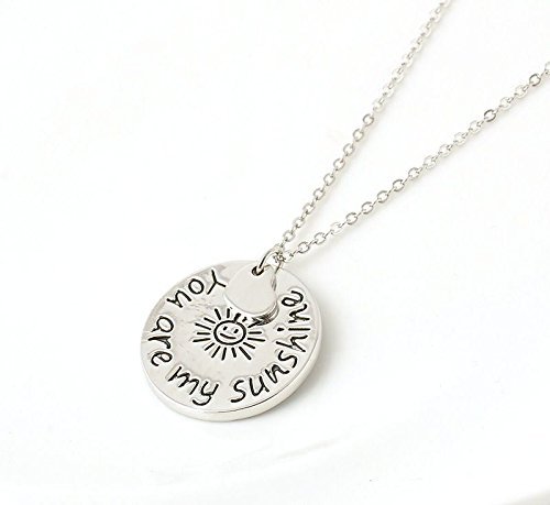 Fashion Beautiful &ldquo;you are my sunshine&rdquo; Letter Silver Round Pendant Necklace N3