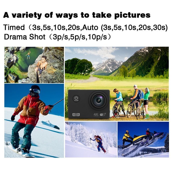 Elephone ELE Explorer Action Camera Wifi Ultra HD 4K 15fps 16MP 2.0 inch LCD Screen 170&deg; Wide Lens Waterproof... N3
