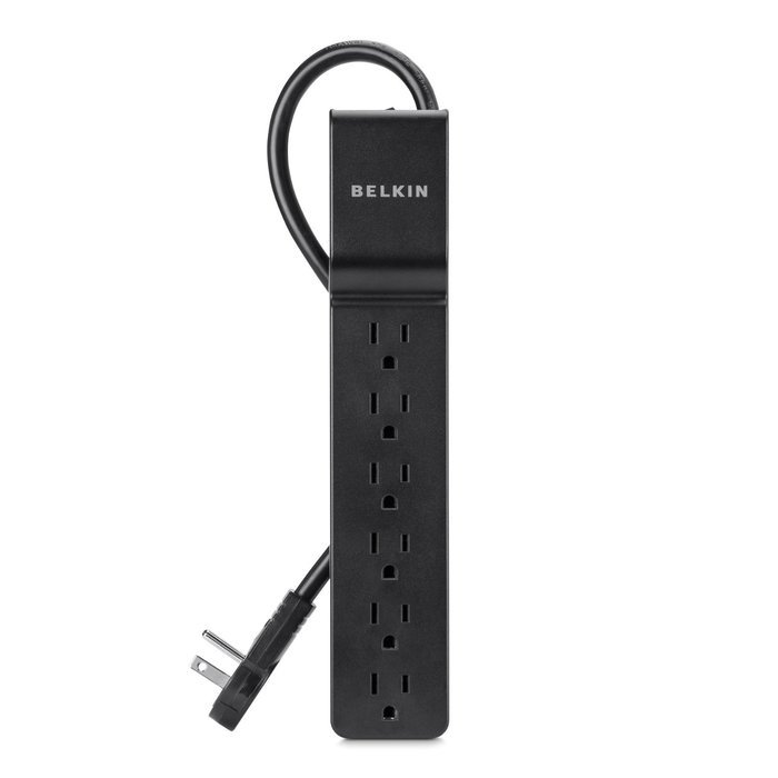 Belkin 6-Outlet Power Strip Surge Protector with 6-Foot Power Cord, 600 Joules (BSE600-06BLK-WM) N6