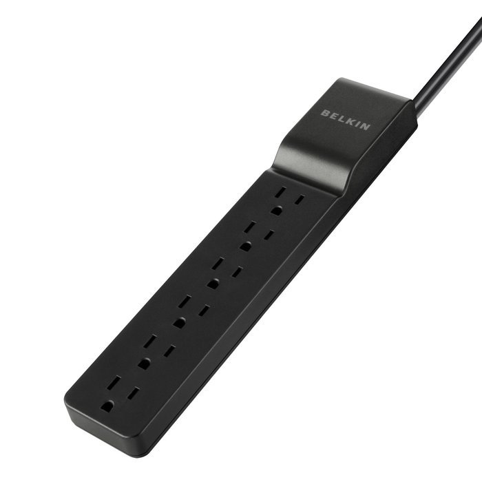 Belkin 6-Outlet Power Strip Surge Protector with 6-Foot Power Cord, 600 Joules (BSE600-06BLK-WM) N7