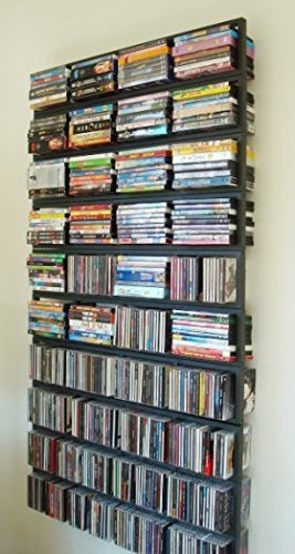 Modern Wall Mount Cd DVD Media Rack Storage Metal Shelf Organizer ...