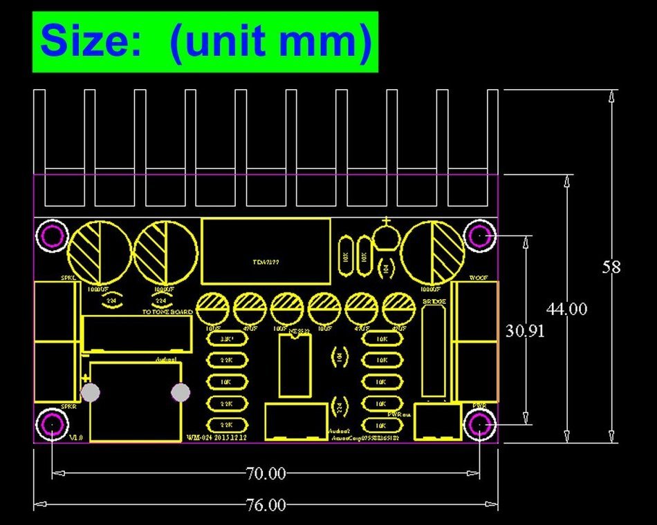 Qianson AC/DC 12V TDA7377 2.1CH 3-Channel 10W+10W / 20W Subwoofer Stereo Audio Power Amplifier Board for Car PC N8