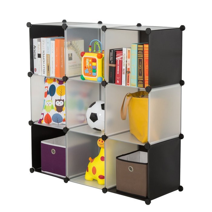 C&AHOME -DIY Bookcase Media Storage Standing Shelf Storage Cabinet Cube of 9 (White Cross Door) N3