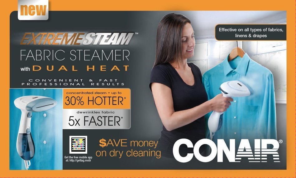 Conair GS45 Extreme Steam Hand Held Fabric Steamer with Dual Heat and Easy Storage Unit