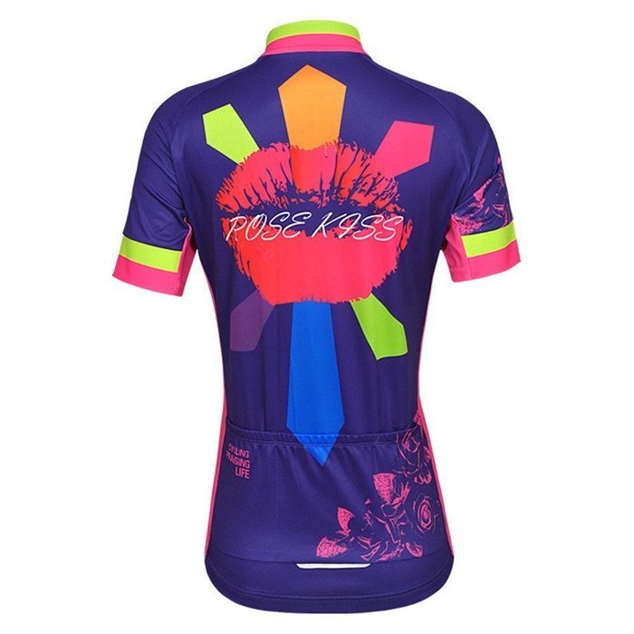 Ophelia Women Short Sleeve Cycling Jersey Pant Set+arm Sleeves(Skull,S) N3