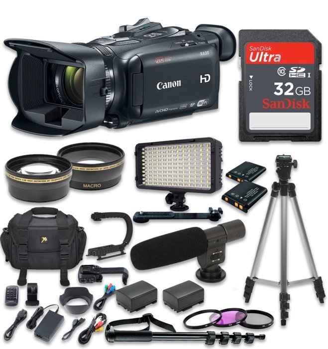 Canon XA35 Professional Camcorder 2pcwith Sandisk 32GB High Speed Memory Card + Video Accessory Bundle - International...