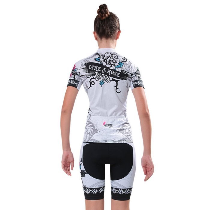 Ophelia Women Short Sleeve Cycling Jersey Pant Set+arm Sleeves(Skull,S) N17