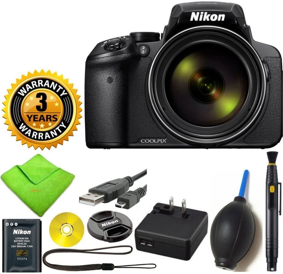 Nikon COOLPIX P900 Digital Camera with 83x Optical Zoom and Built-In Wi-Fi (Black) with Lens Cleaning Pen + 3...