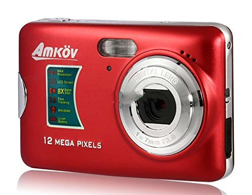 Amikov 800-Fe 12 Mega Pixel 2.7" Tft Lcd Hd Digital Camera With 8X Digital Zoom, Smile Capture (Red) Produced...