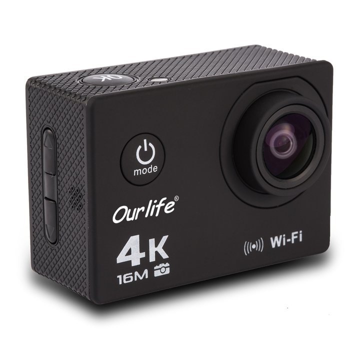 Ourlife 4K WIFI Sports Action Camera Ultra HD 170&deg; HD Wide-angle Fish-eye Lens 2 inch LCD Screen[Black] N3