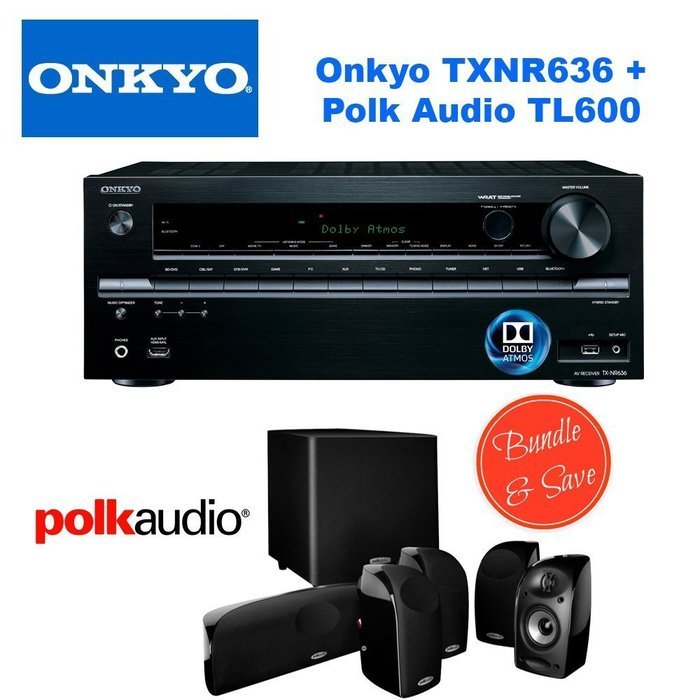 Onkyo TX-NR636 7.2-Channel Network A/V Receiver + Polk Audio 5.1 TL1600 Speaker System