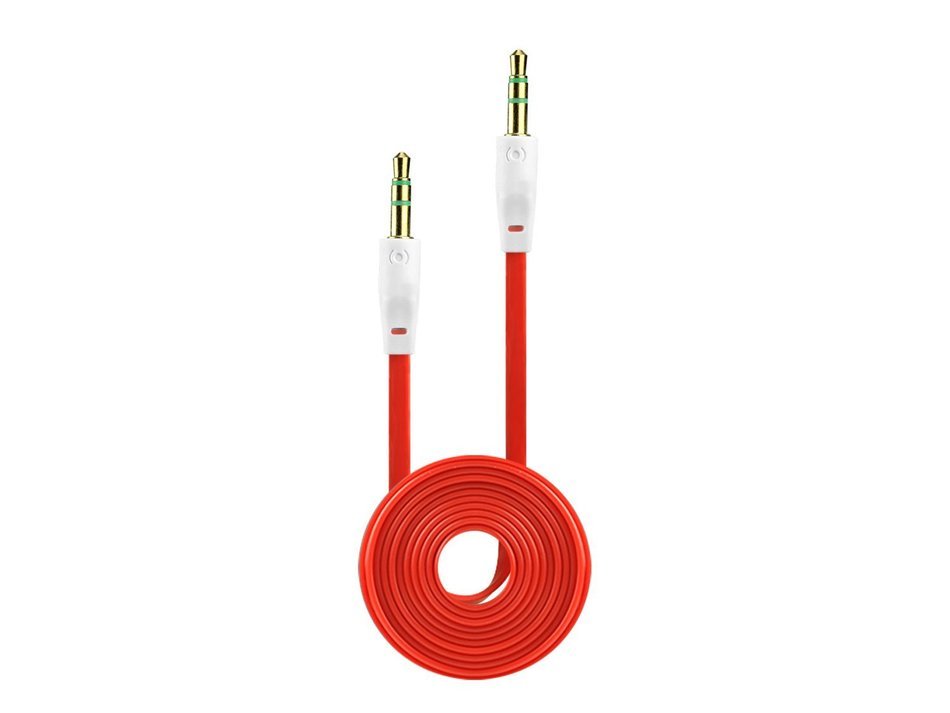 3.4 FT Audio Cable for Apple and Android Smartphones/Tablets/MP3 Players &ndash; Tangle Free Flat Wire - 3.5mm Gold...