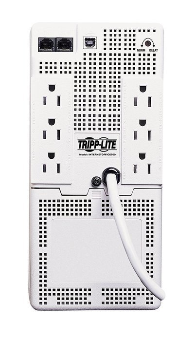Tripp Lite INTERNETOFFICE700 700VA 425W UPS Desktop Battery Back Up Tower 120V USB RJ45 PC, 6 Outlets N2