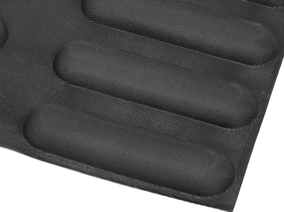 Dltsli Silicone Non Stick Perforated Baking Liners Mat Bread Mold Subway Bread Mould (Black,4 Molds) N5