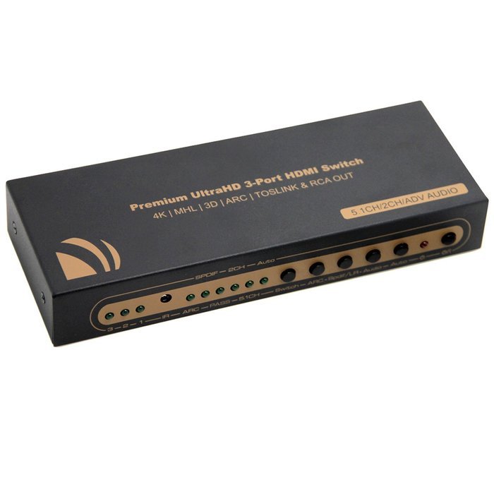 3x1 HDMI Switch with Optical SPDIF & RCA L/R Audio Out, 3 Port HDMI Audio Extractor Splitter with Remote, Supports...
