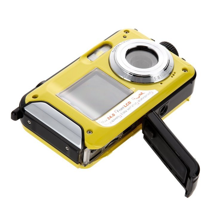 Chinatera Double Screens HD 24MP Waterproof LCD Digital Video Camera 1080P DV 16x Digital Zoom Yellow N9